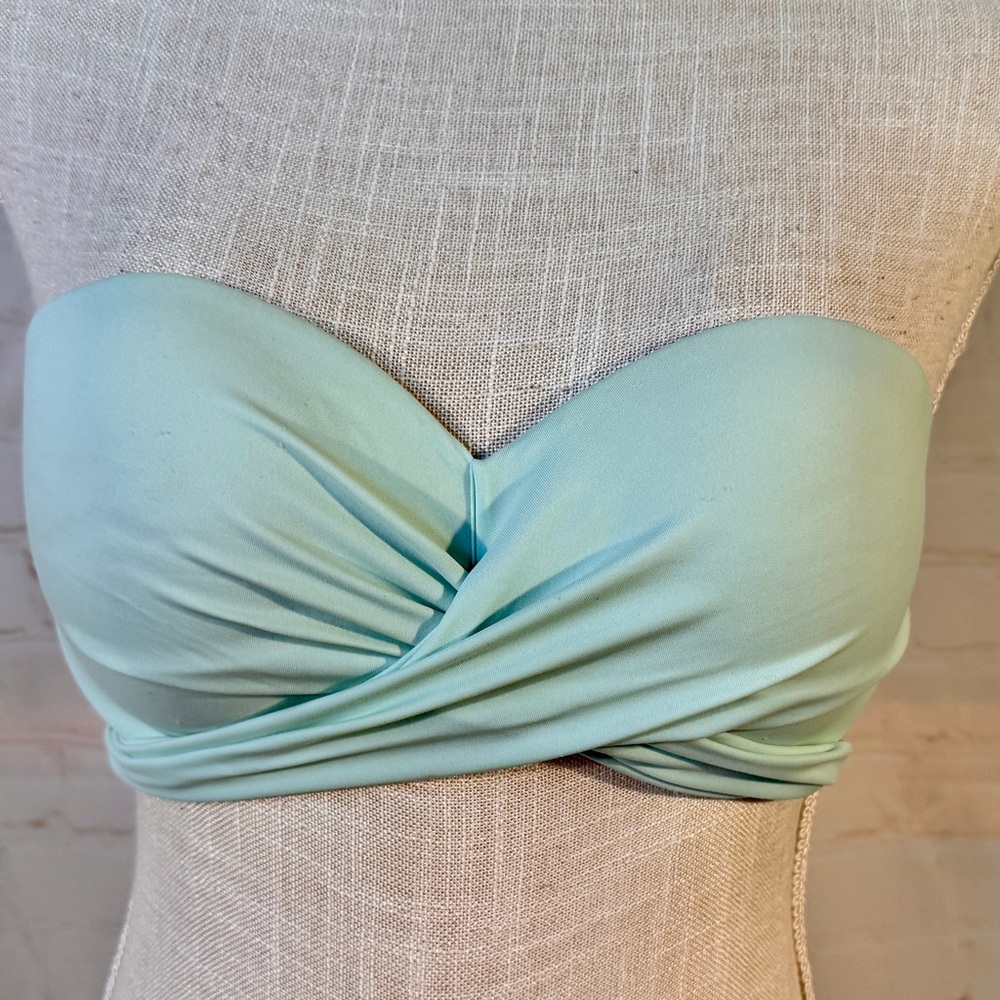 Victoria's Secret PINK Crossover Halter Mint Green Bikini StraplessTop 34 C/D M